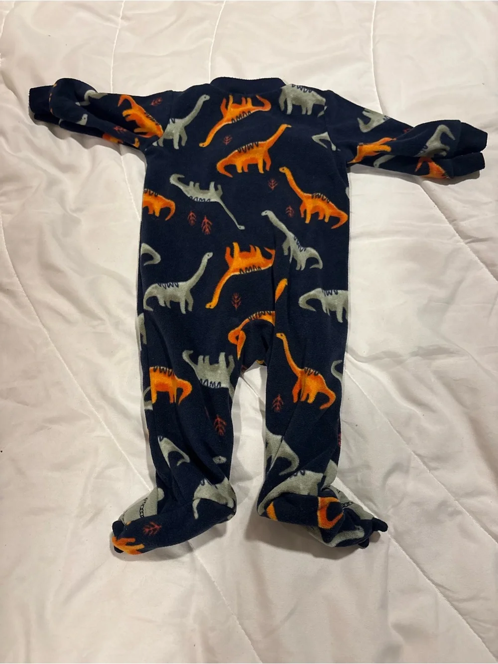 Carter's Navy Fleece Footed Pajamas with Orange & Gray Dinosaurs 0-3 months